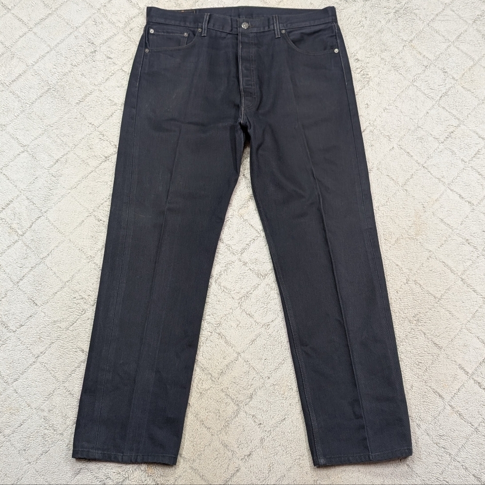 Levis Jeans Mens 38x32 Blue Midnight 501 XX Stiff Cotton Twill Seams Straight